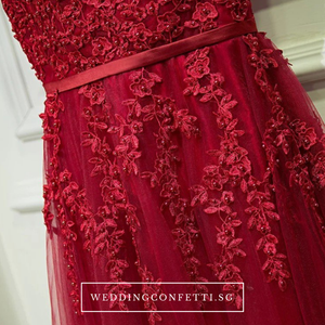 The Rose Pink/Red Lace Sleeveless Dress - WeddingConfetti