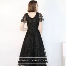 Load image into Gallery viewer, The Adella Short Sleeves Black Gown - WeddingConfetti