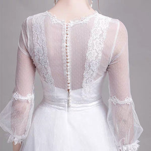 The Yolanda Wedding Bridal Illusion Sleeve Lace Gown - WeddingConfetti
