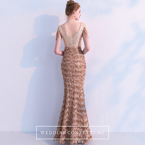 The Anna Bronze Cold Shoulder Dress - WeddingConfetti