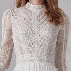 The Merlynda Wedding Bridal Long Illusion Sleeves Gown - WeddingConfetti