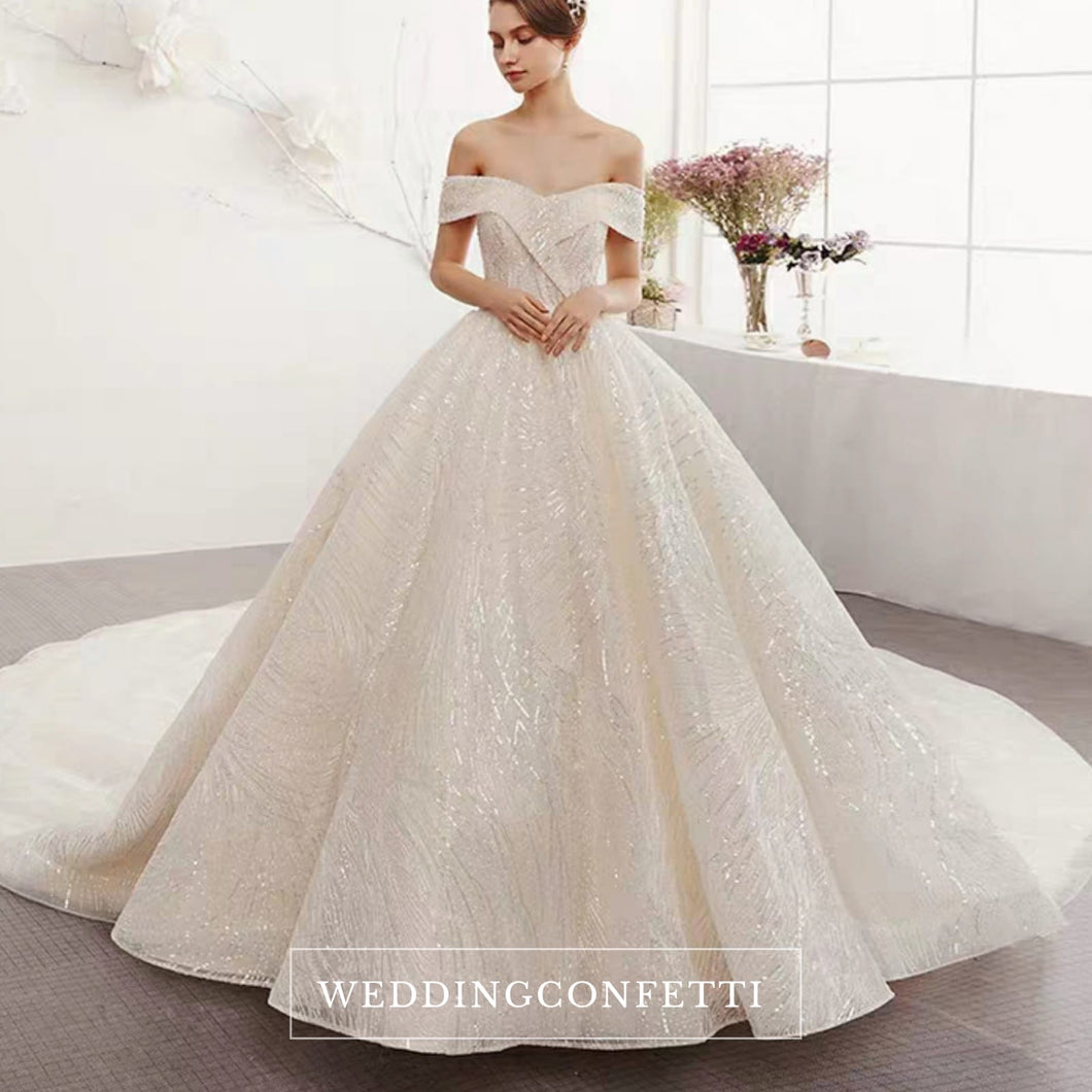 The Ristelle Wedding Bridal Sequined Off Shoulder Gown - WeddingConfetti
