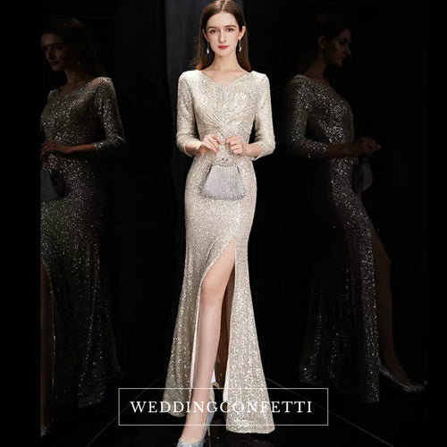 The Quenta Long Sleeves Sequined Gown - WeddingConfetti
