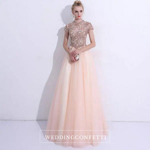 The Rosalle Ombré High Collar Champagne Gown - WeddingConfetti