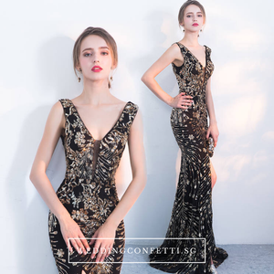 The Ariana Black Gold Sleeveless Dress - WeddingConfetti