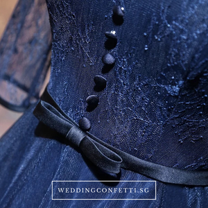 The Dacia Blue Long Sleeves Gown - WeddingConfetti