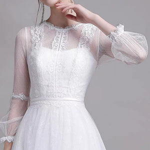 The Yolanda Wedding Bridal Illusion Sleeve Lace Gown - WeddingConfetti