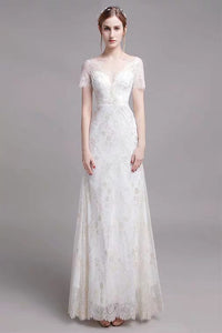 The Nikita Wedding Bridal Short Sleeve Lace Dress - WeddingConfetti