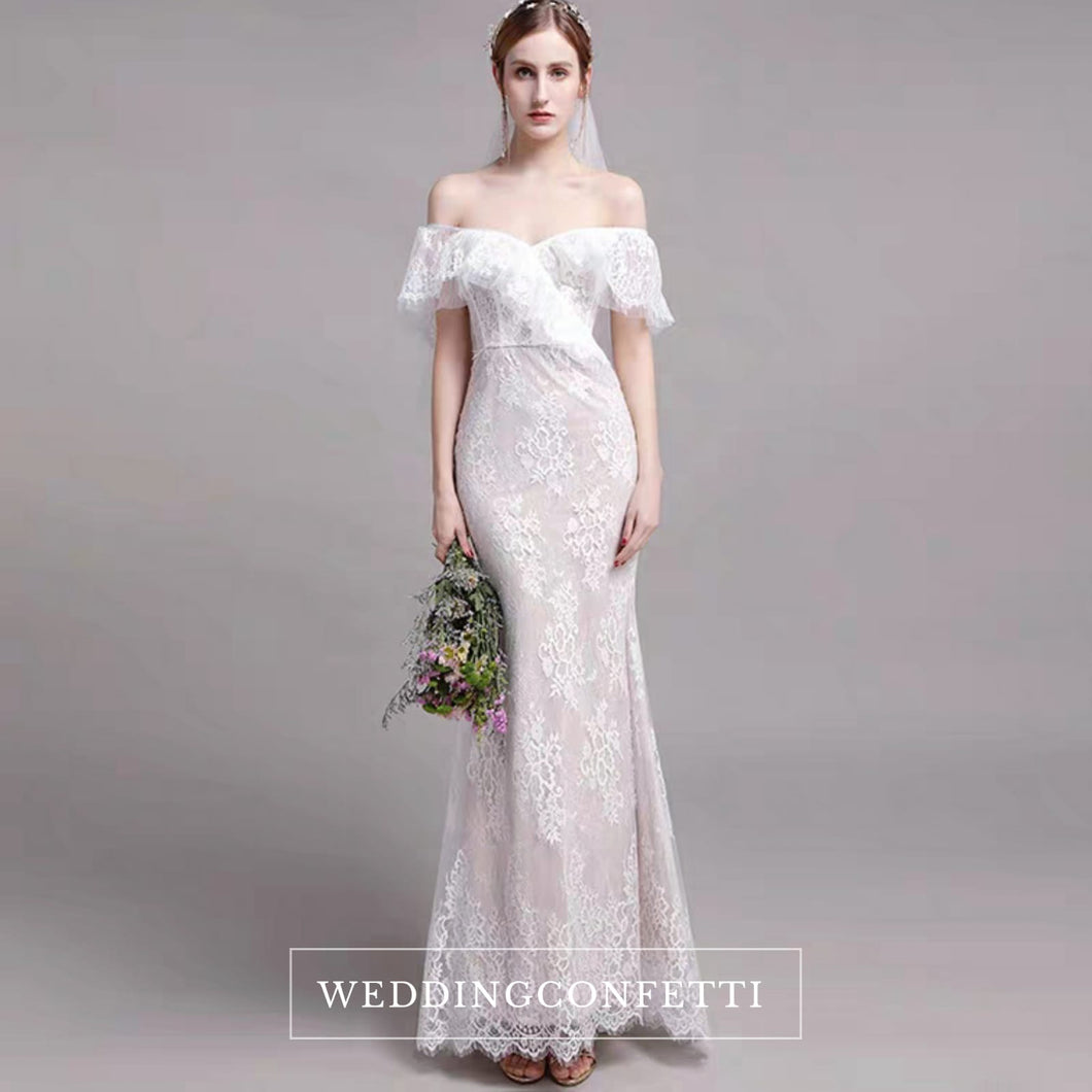 The Winslet Wedding Bridal Off Shoulder Lace Dress - WeddingConfetti