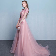 Load image into Gallery viewer, The Pennslyvania Pink Short Sleeve Tulle Gown - WeddingConfetti
