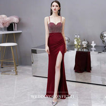 Load image into Gallery viewer, The Cordelia Sleeveless Sequined Black/Red Gown - WeddingConfetti