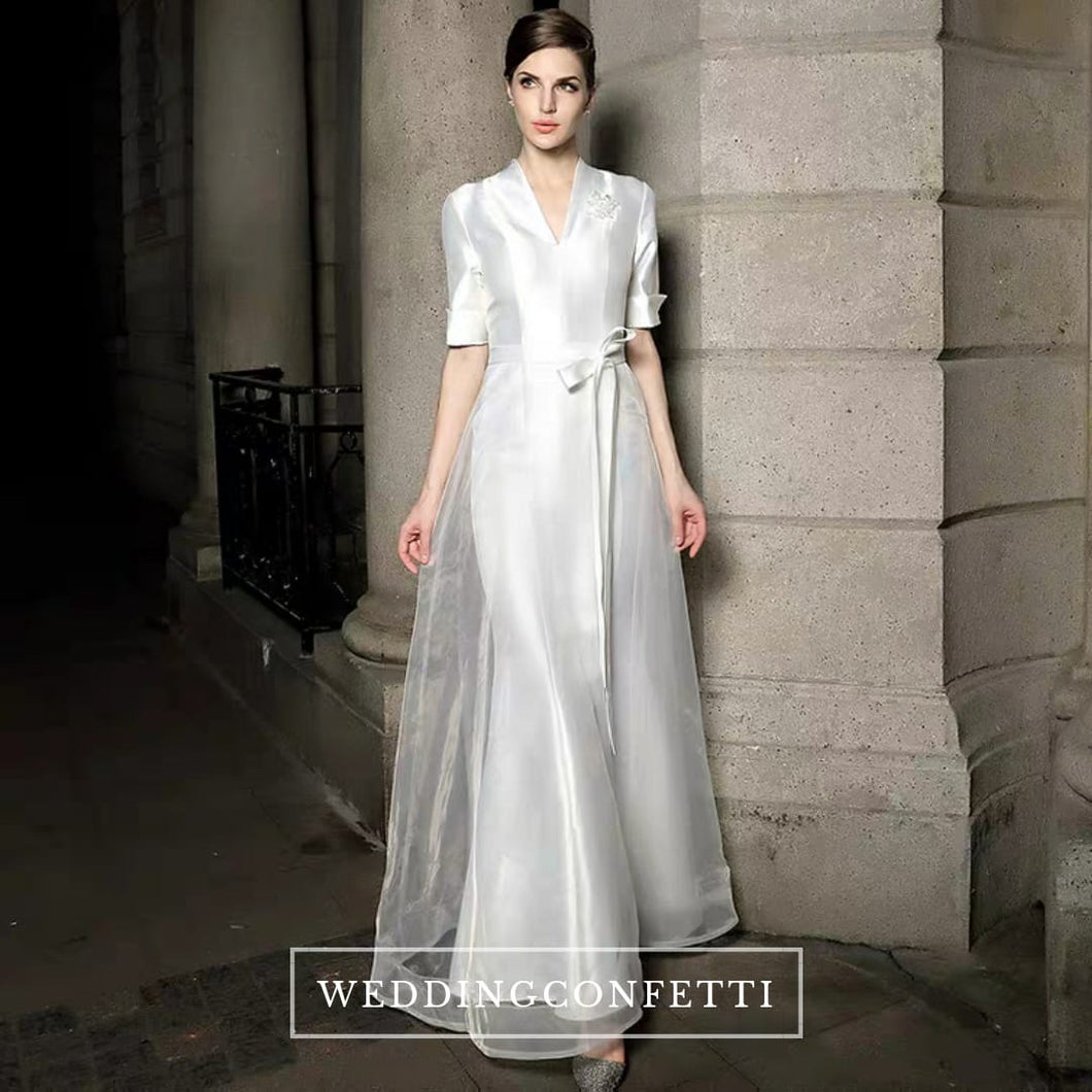 The Paloma Wedding Bridal White Short Sleeve Gown - WeddingConfetti