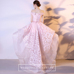 The Felicia Pink High Low Off Shoulder Dress - WeddingConfetti