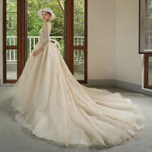 Load image into Gallery viewer, The Chandler Wedding Bridal Long Illusion Sleeves Gown - WeddingConfetti