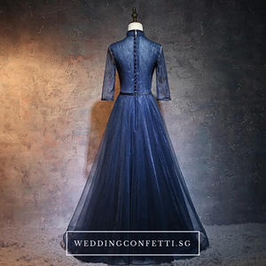 The Dacia Blue Long Sleeves Gown - WeddingConfetti