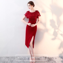 Load image into Gallery viewer, The Melinda Black / Red / Wine Red Lace Gown - WeddingConfetti