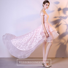 Load image into Gallery viewer, The Felicia Pink High Low Off Shoulder Dress - WeddingConfetti