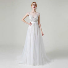 Load image into Gallery viewer, The Lorende Wedding Bridal Sleeveless Gown with Detachable Train - WeddingConfetti
