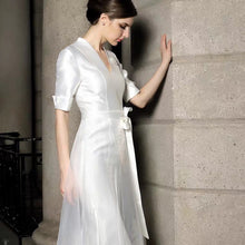 Load image into Gallery viewer, The Paloma Wedding Bridal White Short Sleeve Gown - WeddingConfetti