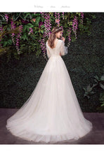 Load image into Gallery viewer, The Kylie Wedding Bridal Illusion Sleeve Lace Gown - WeddingConfetti