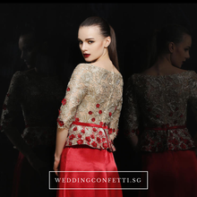 Load image into Gallery viewer, The Adella Sequined Champagne / Red Long Sleeves Gown (Available in 2 colours) - WeddingConfetti
