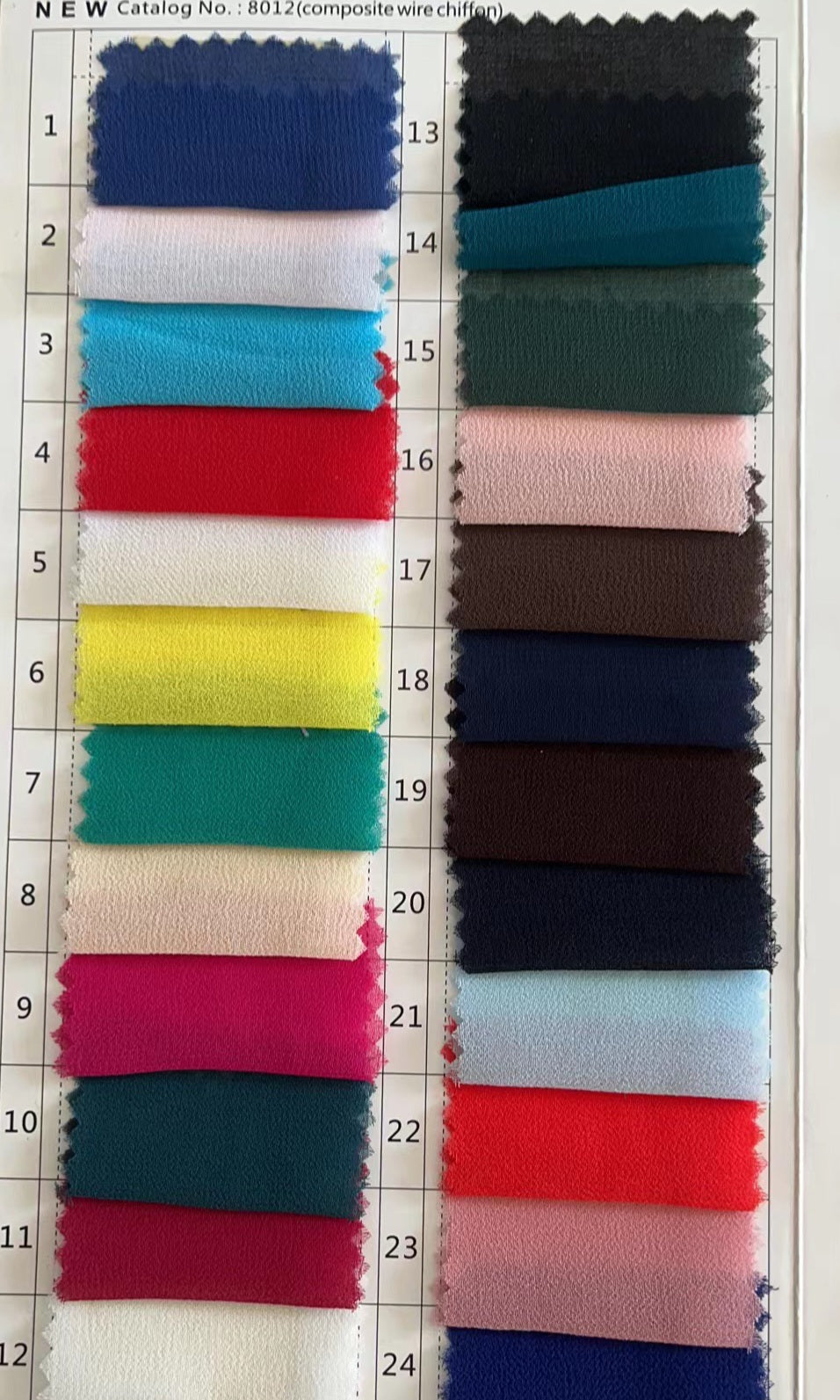 Composite Wire Chiffon Colour Chart