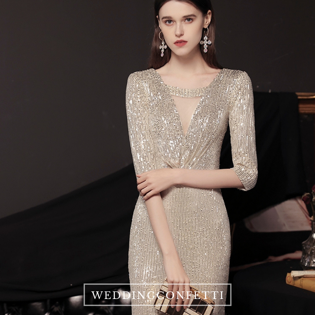 The Tiffin Champagne Long Sleeves Mermaid Gown