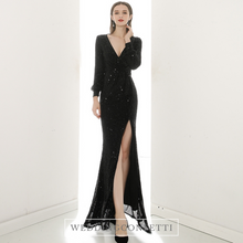Load image into Gallery viewer, The Lynette Black Long Sleeves Gown