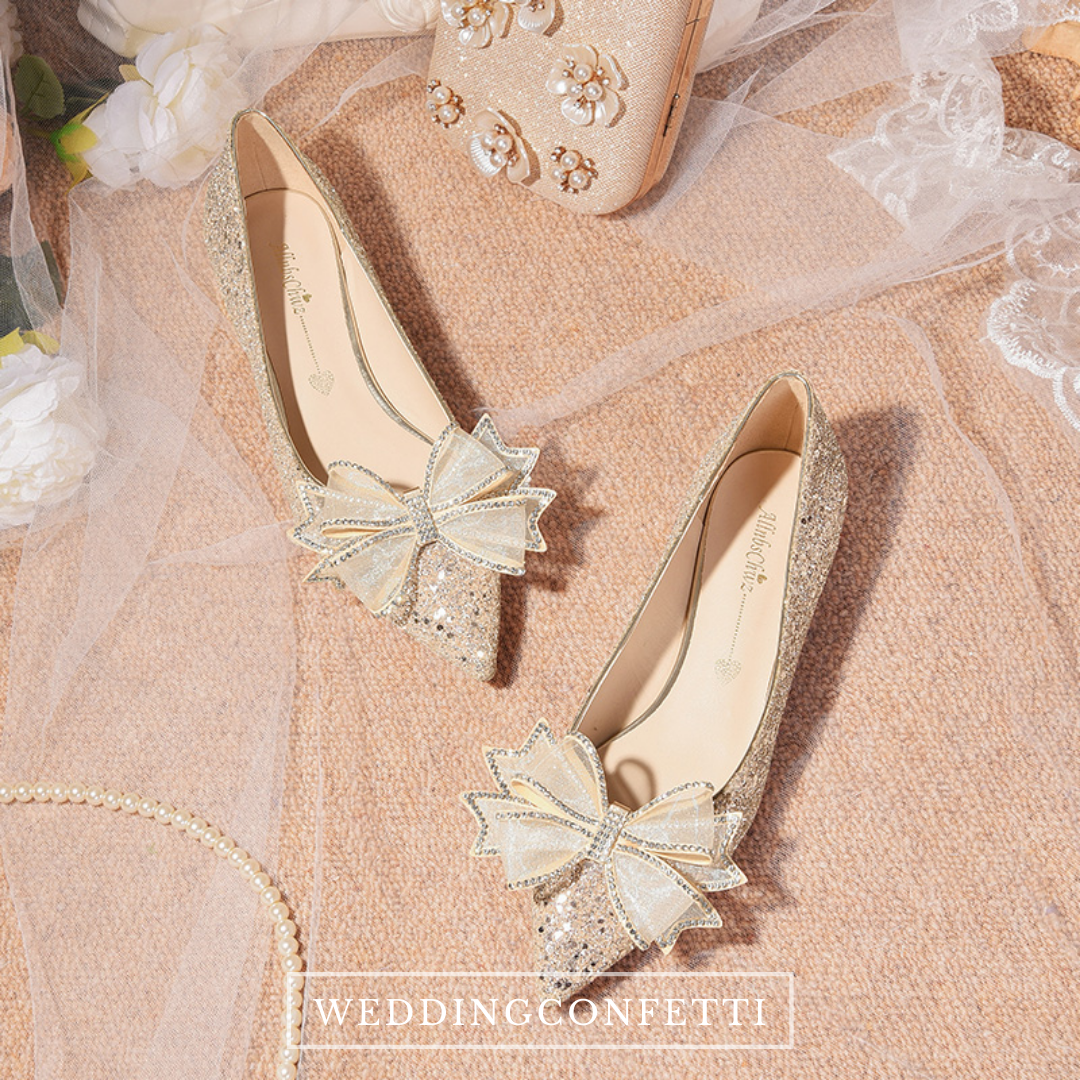 Champagne lace wedding on sale shoes