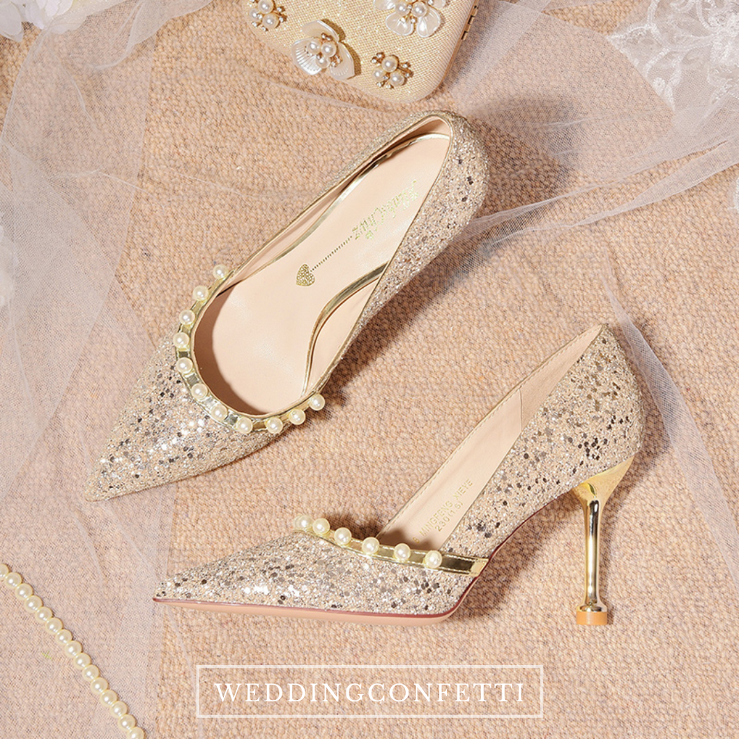 The Hira Wedding Bridal Champagne Silver Heels WeddingConfetti