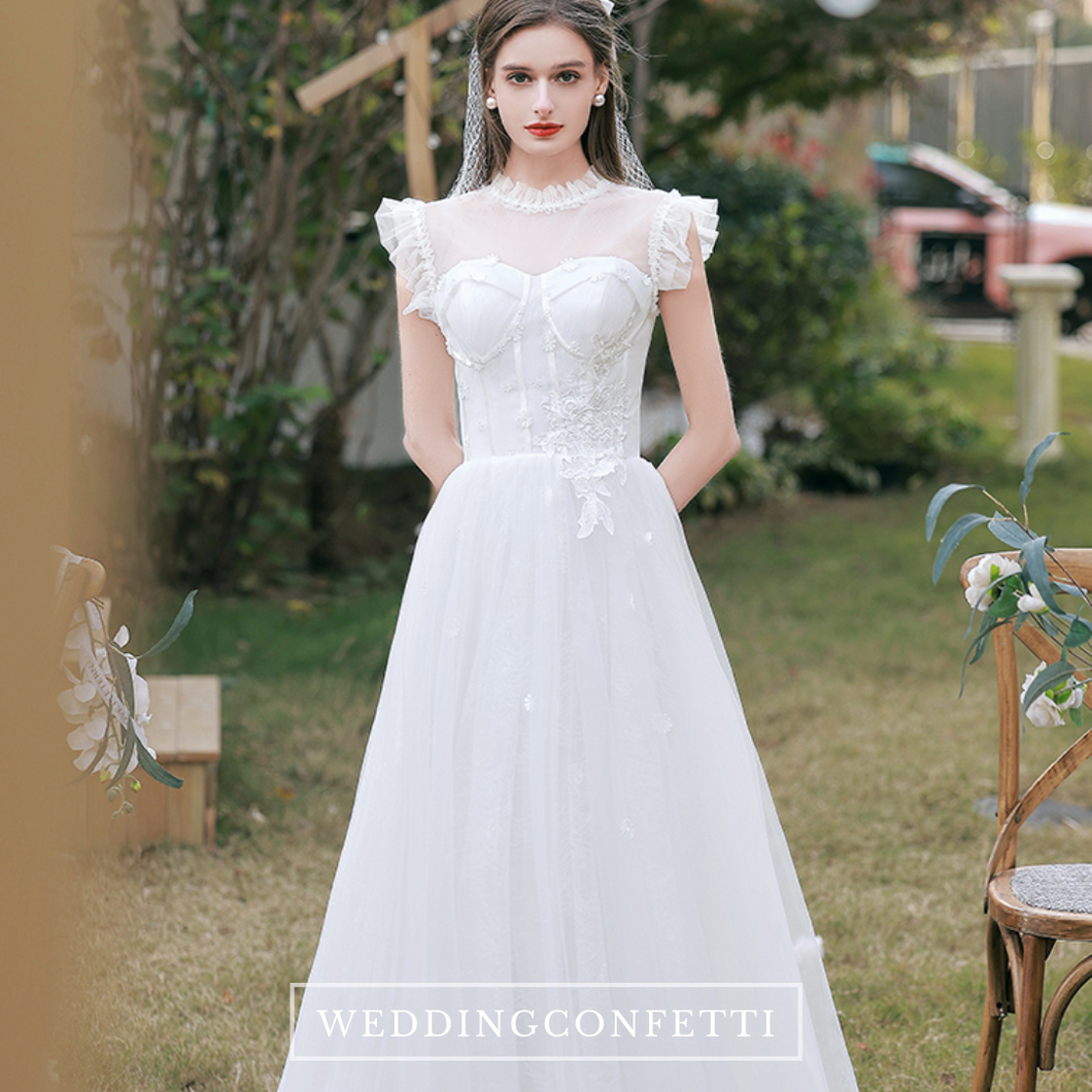 The Renelle Wedding Bridal Ruffled Sleeves Gown