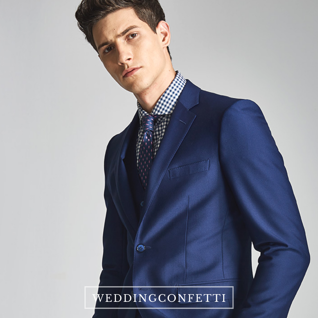 Navy Blue Men's Suit Business Workwear Formal Party Tuxedo Groom Wedding  (Jacket Vest Pants) 3-piece