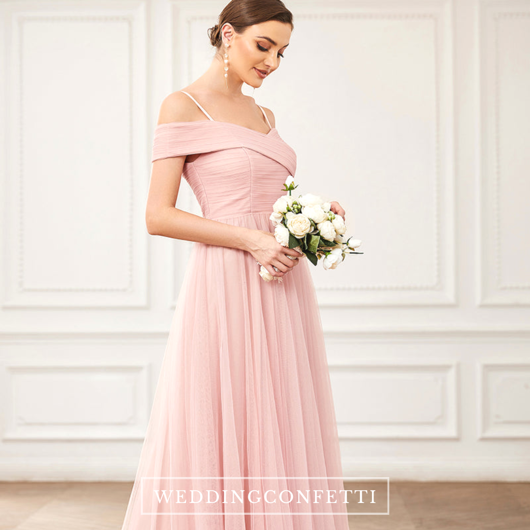 Ball Gown Pink Off Shoulders Wedding Dress | Ball Gown Prom Dress