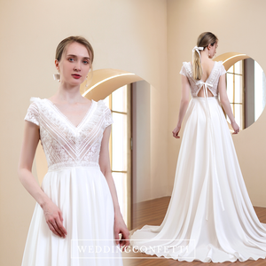 The Galilea Wedding Bridal Short Sleeves Lace Gown