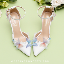 Load image into Gallery viewer, The Floral Edition - The Elisa White Butterfly Heels
