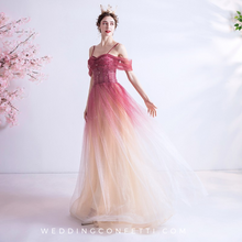 Load image into Gallery viewer, The Kristen Off Shoulder Ombre Pink Gown