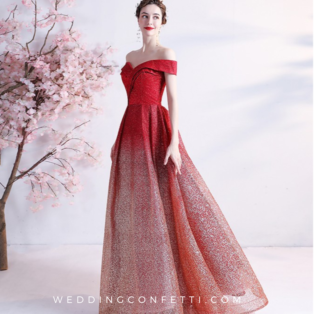 Red off the shoulder 2025 ball gown