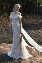 Load image into Gallery viewer, The Kalista Bohemian Off Shoulder Gown - WeddingConfetti