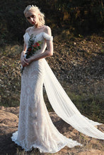 Load image into Gallery viewer, The Kalista Bohemian Off Shoulder Gown - WeddingConfetti