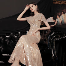 Load image into Gallery viewer, The Penny Champagne Short Sleeve Gown