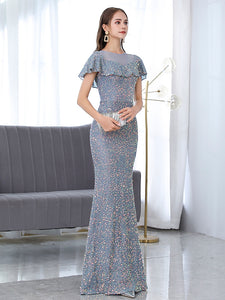 The Johanne Blue Glitter Mermaid Gown