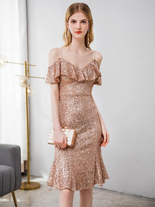 The Rachel Off Shoulder Champagne Gold Gown