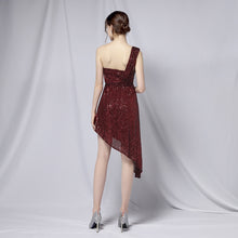 Load image into Gallery viewer, The Elisa Mae Off Shoulder Sleeveless Black / Wine Red Sequined Dress