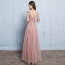 Load image into Gallery viewer, The Rosaelyn Pink lace Sleeves Long Evening Gown - WeddingConfetti
