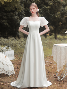 The Violetta Wedding Bridal Puff Sleeves Gown