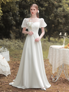 The Violetta Wedding Bridal Puff Sleeves Gown
