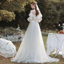 Load image into Gallery viewer, The Marjorie Wedding Bridal Off Shoulder Long Sleeves Gown