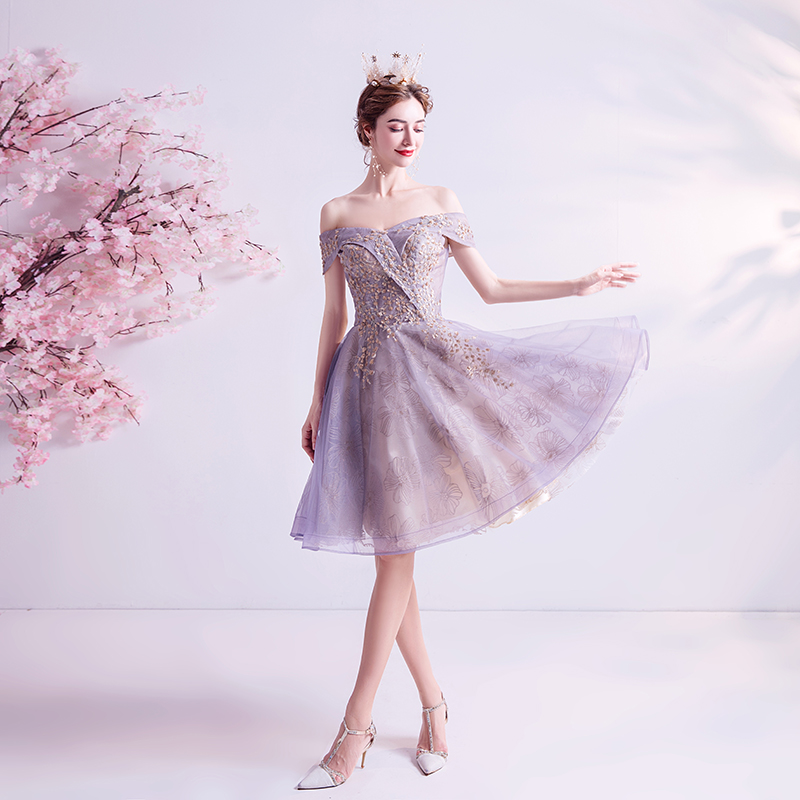 Purple cheap short gown