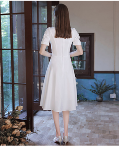 The Oriana White Short Sleeves Dress