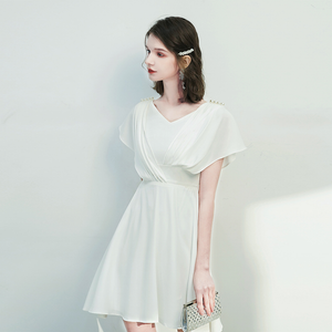 The Cordela White Short/Mid Length Dress